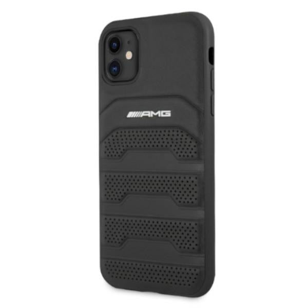 AMG AMHCN61GSEBK iPhone 11 6.1 "black / black hardcase Leather Debossed Lines