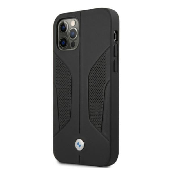 BMW odinis perforuotų šonų dėklas, skirtas iPhone 12 / iPhone 12 Pro – juodas