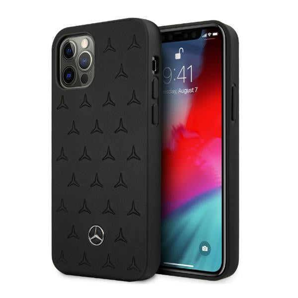 „Mercedes“ odinis žvaigždžių rašto dėklas, skirtas „iPhone 12 Pro Max“ – juodas