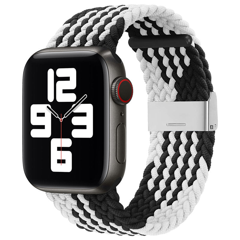 Braided Fabric Bracelet Strap Fabric Band for Apple Watch 38 / 40 / 41 mm - Black and White