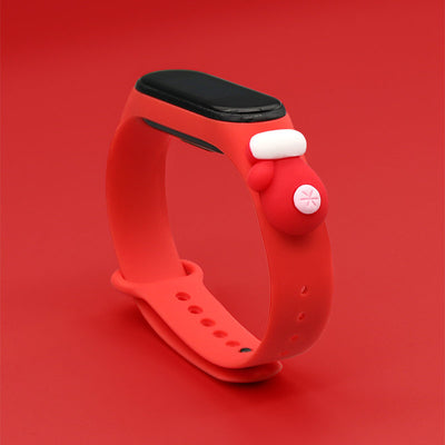 Strap Xmas for Xiaomi Mi Band 3 / 4 Christmas Silicone Strap Bracelet with Glove - Red