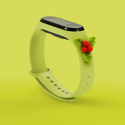 Strap Xmas for Xiaomi Mi Band 5 / 6 Christmas Silicone Strap Bracelet with Mistletoe - Green