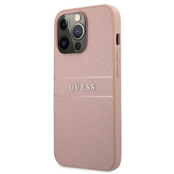 Guess GUHCP13XPSASBPI iPhone 13 Pro Max 6.7" pink/pink hardcase Saffiano Stripe