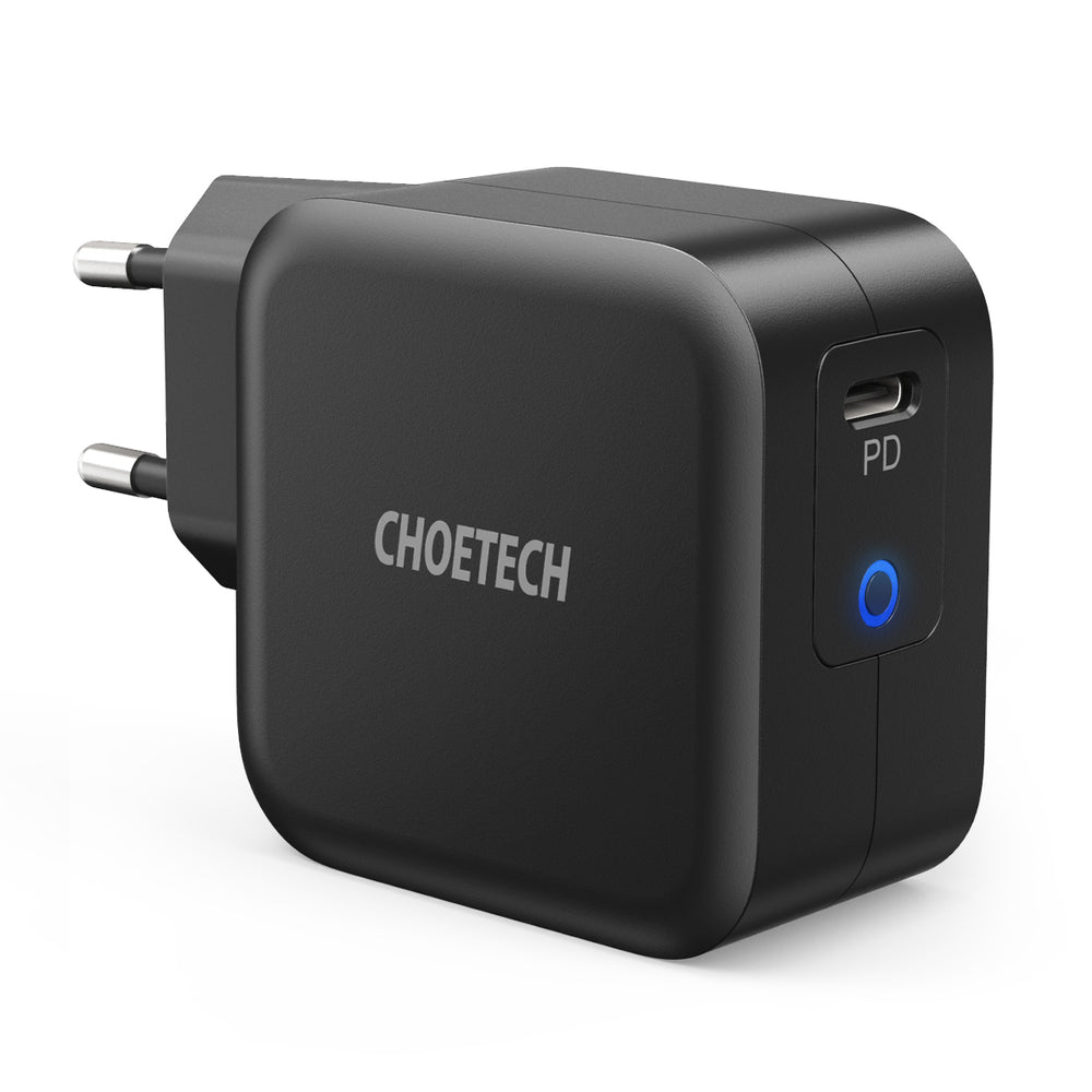 „Choetech GaN USB Type C“ sieninis įkroviklis, 61 W, juodas (Q6006)