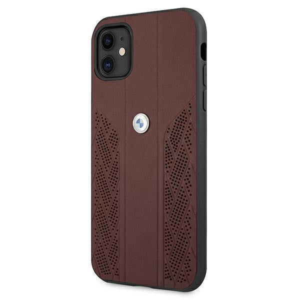 BMW Leather Curve Perforate Case for iPhone 11 / Xr - Red