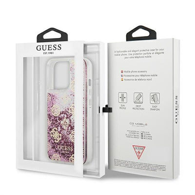 Guess GUHCP13LLGPEPI iPhone 13 Pro / 13 6,1" różowy/pink hardcase Peony Liquid Glitter