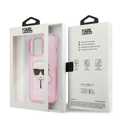 Karl Lagerfeld Glitter Karl's Head Case for iPhone 13 Pro Max - Pink