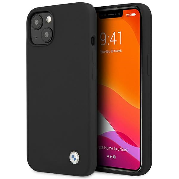BMW silikoninis „Signature“ dėklas, skirtas „iPhone 13“ – juodas