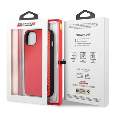Ferrari FESAXHCP13SRE iPhone 13 mini 5.4" red/red hardcase On Track Carbon Stripe