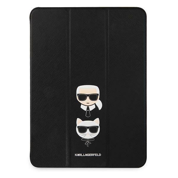 Karl Lagerfeld KLFC12OKCK iPad 12.9" Pro 2021 knygos viršelis, juodas, Saffiano Karl &Choupette