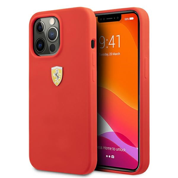 Ferrari FESSIHCP13XRE iPhone 13 Pro Max 6,7" raudonas/raudonas kietas silikoninis dėklas
