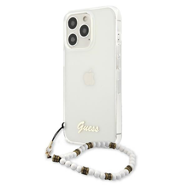Guess GUHCP13LKPSWH iPhone 13 Pro / 13 6.1" Transparent Hardcase White Pearl