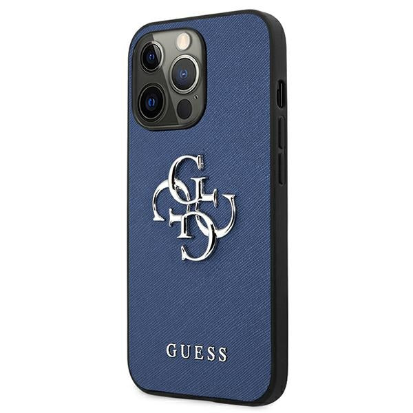 Guess GUHCP13LSA4GSBL iPhone 13 Pro / 13 6,1" niebieski/blue hardcase Saffiano 4G Metal Logo