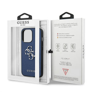 Guess GUHCP13LSA4GSBL iPhone 13 Pro / 13 6,1" niebieski/blue hardcase Saffiano 4G Metal Logo