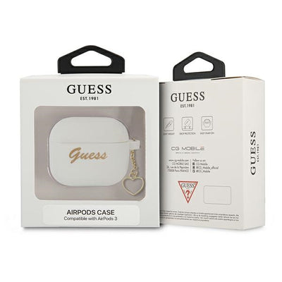Guess GUA3LSCHSH AirPods 3 cover white/white Silicone Charm Heart Collection