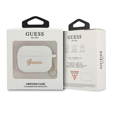 Guess GUAPLSCHSH AirPods Pro cover white/white Silicone Charm Heart Collection