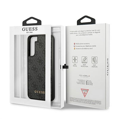 Guess GUHCS22SG4GFGR S22 S901 gray/gray hard case 4G Metal Gold Logo