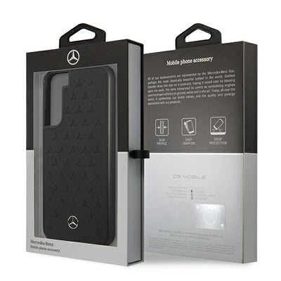 Mercedes Leather Stars Pattern Case for Samsung Galaxy S22+ - Black
