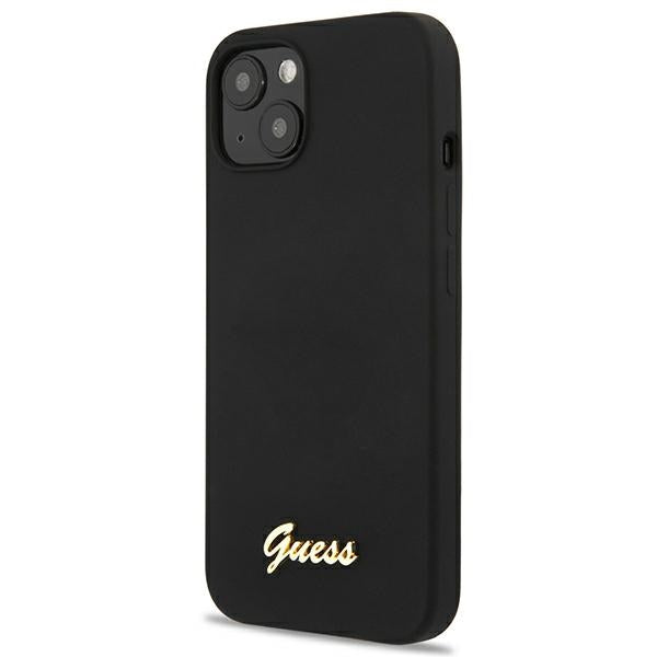 Guess GUHMP13MLSLMGBK iPhone 13 6.1" black/black hardcase Silicone Script Gold Logo Magsafe
