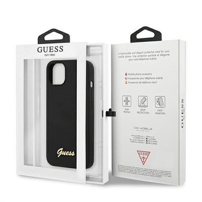Guess GUHMP13MLSLMGBK iPhone 13 6.1" black/black hardcase Silicone Script Gold Logo Magsafe