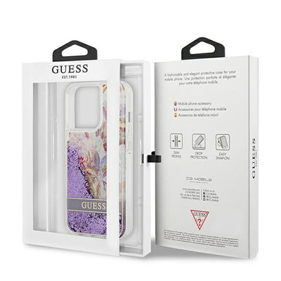 Guess GUHCP13LLFLSU iPhone 13 Pro / 13 6.1" purple/purple hardcase Flower Liquid Glitter