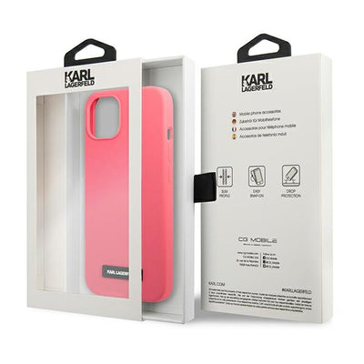 Karl Lagerfeld Silicone Plaque Case for iPhone 13 mini - Fuchsia