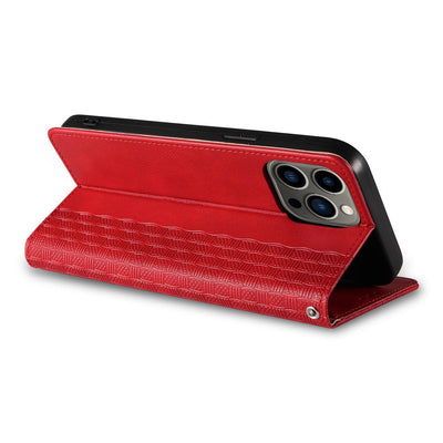 Magnet Strap Case iPhone 14 Plus Case with Flip Wallet Mini Lanyard Stand Red