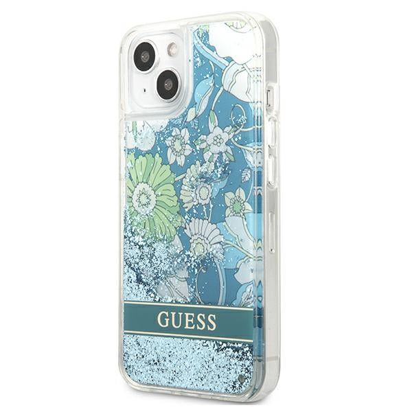 Guess GUHCP13SLFLSN iPhone 13 mini 5.4" green/green hardcase Flower Liquid Glitter