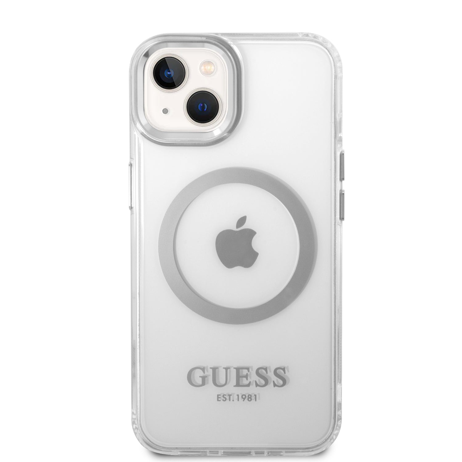 Guess GUHMP14SHTRMS iPhone 14 6.1" silver/silver hard case Metal Outline Magsafe