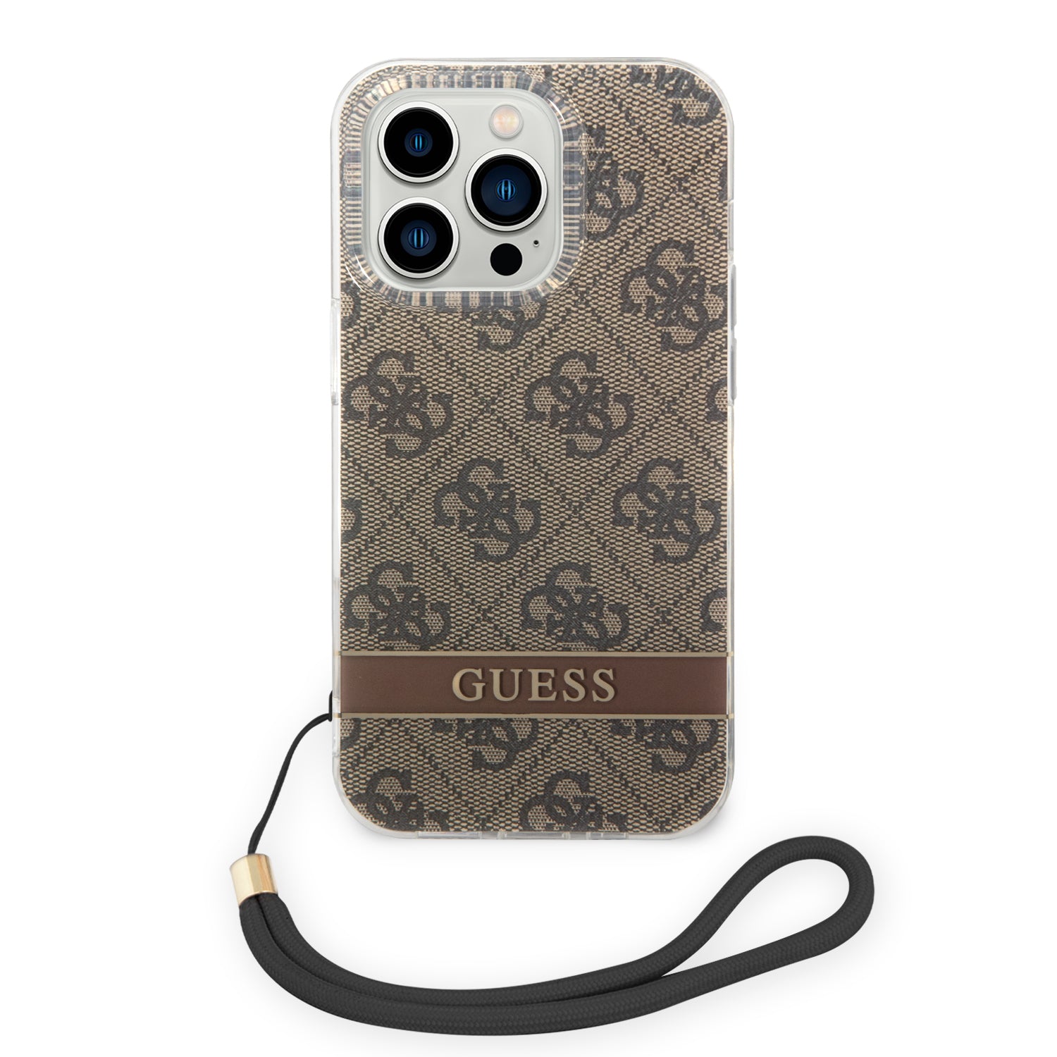 Guess GUOHCP14LH4STW iPhone 14 Pro 6.1 "brown / brown hardcase 4G Print Strap