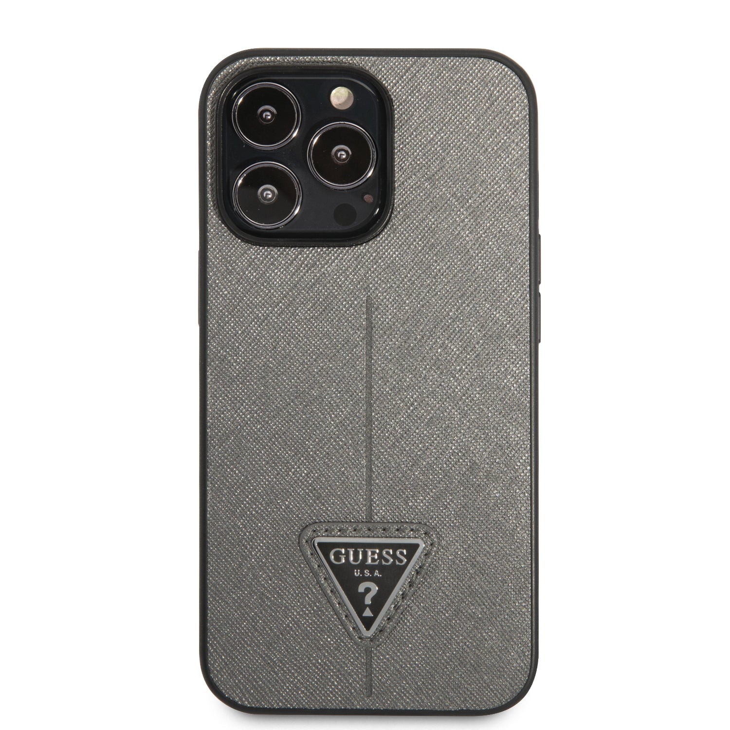 Guess GUHCP14XPSATLG iPhone 14 Pro Max 6.7 "silver / silver hardcase SaffianoTriangle Logo