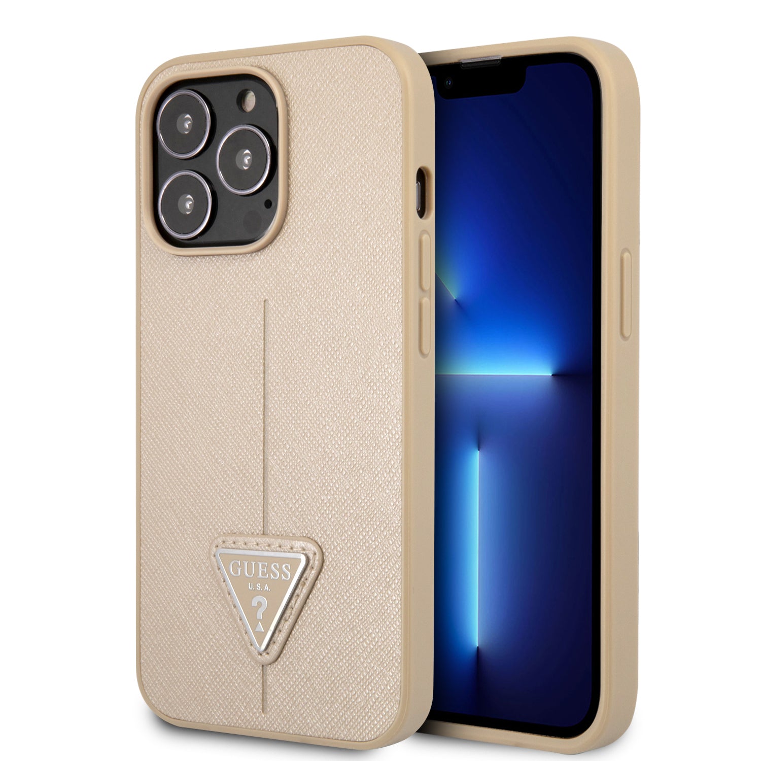 Guess GUHCP14XPSATLE iPhone 14 Pro Max 6,7 "beige / beige hardcase SaffianoTriangle Logo