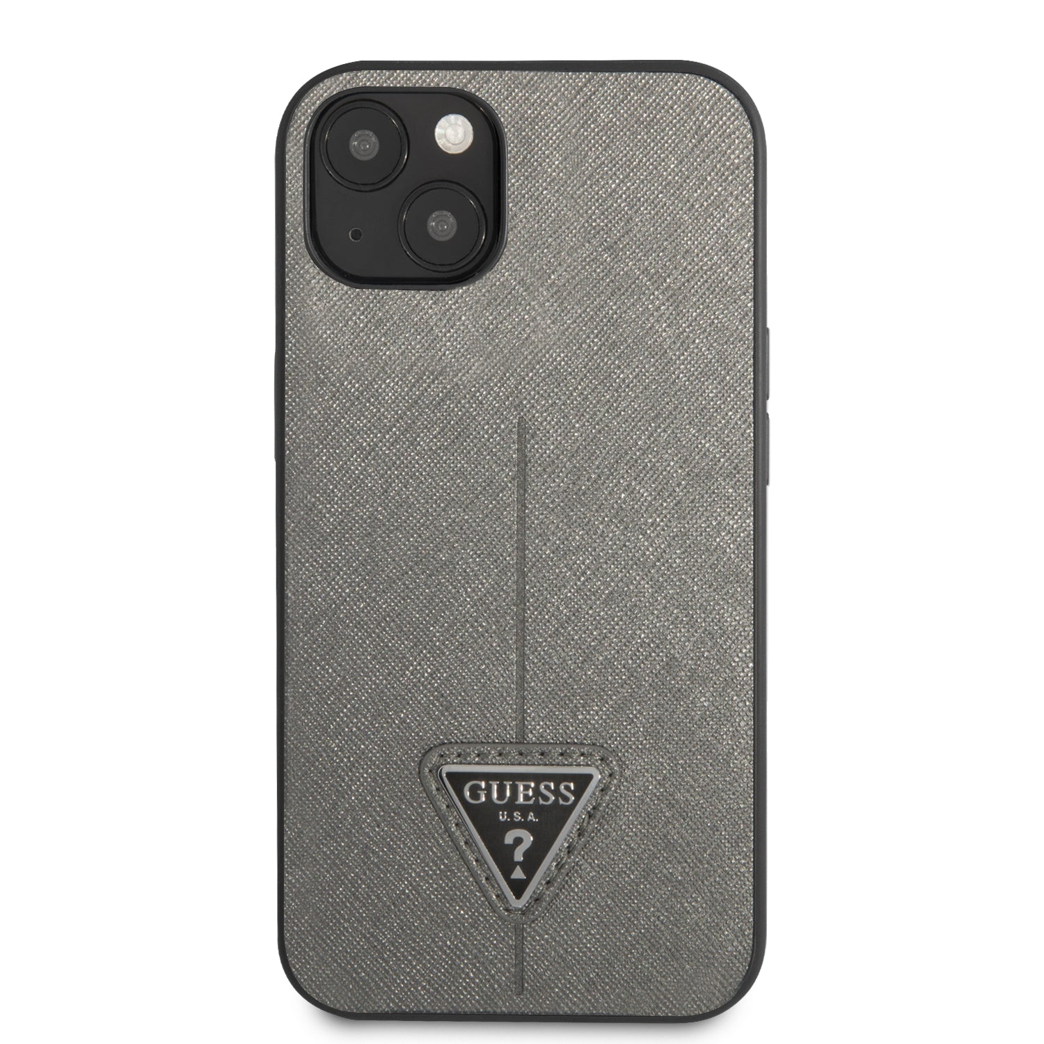 Guess GUHCP14MPSATLG iPhone 14 Plus 6.7 "silver / silver hardcase SaffianoTriangle Logo