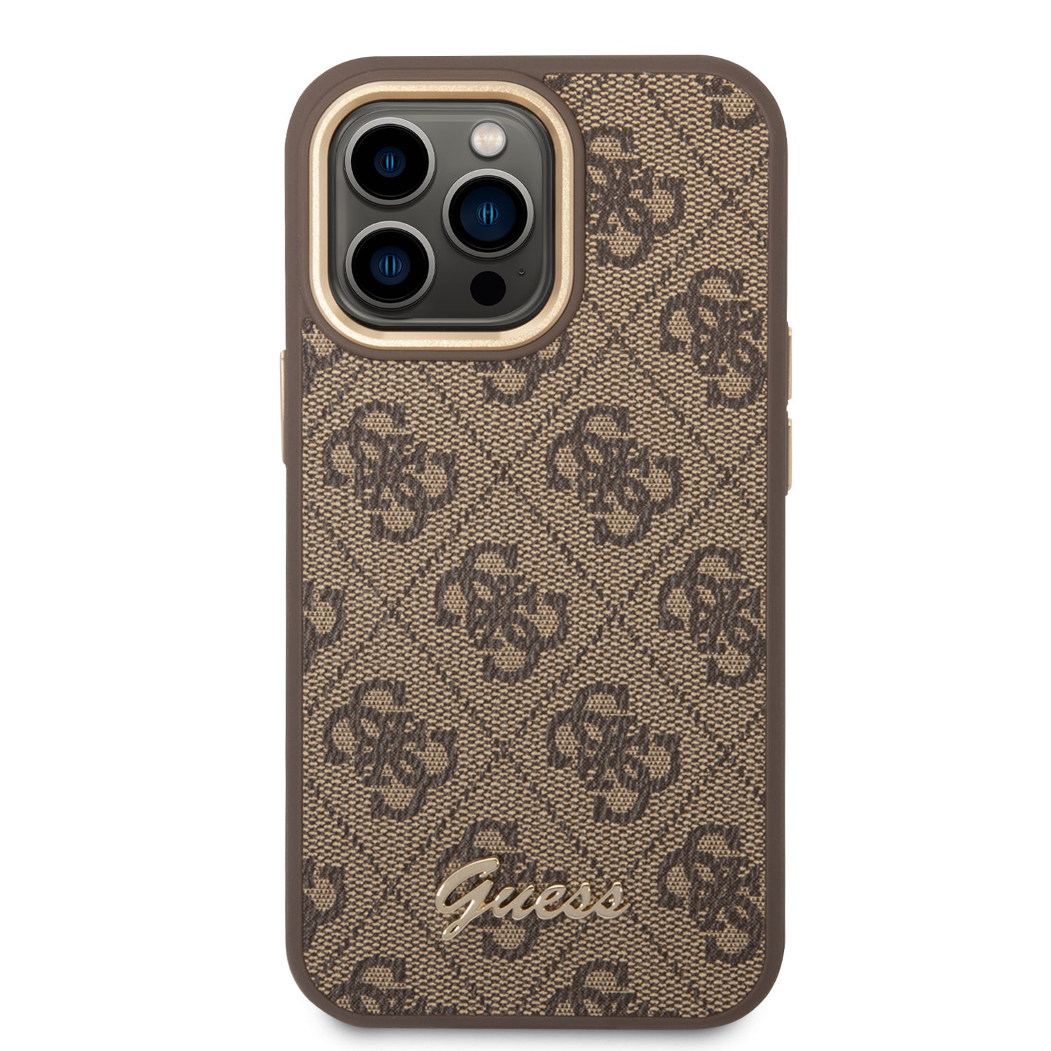 Guess GUHCP14LHG4SHW iPhone 14 Pro 6.1 "brown / brown hard case 4G Vintage Gold Logo