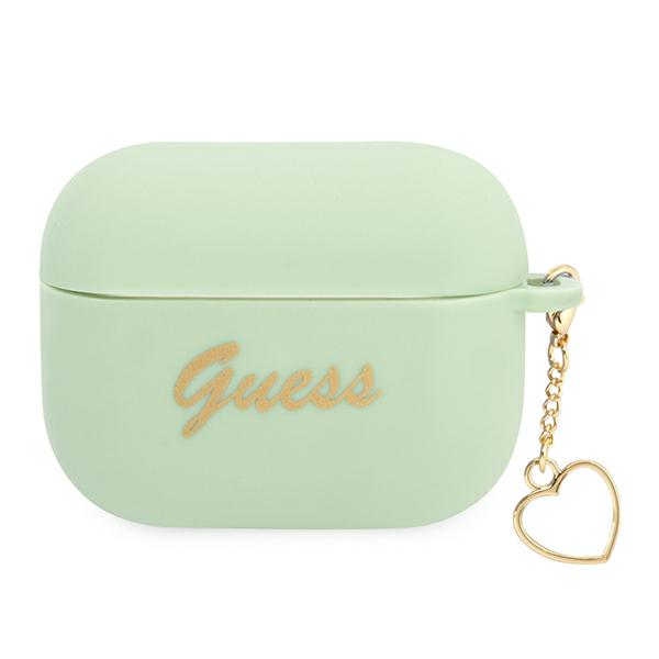 Guess GUAPLSCHSN AirPods Pro cover green/green Silicone Charm Heart Collection